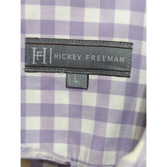 Hickey Freeman Men's Purple & White Checked Long-Sleeve Button-Down Shirt Size L - Picture 2 of 4
